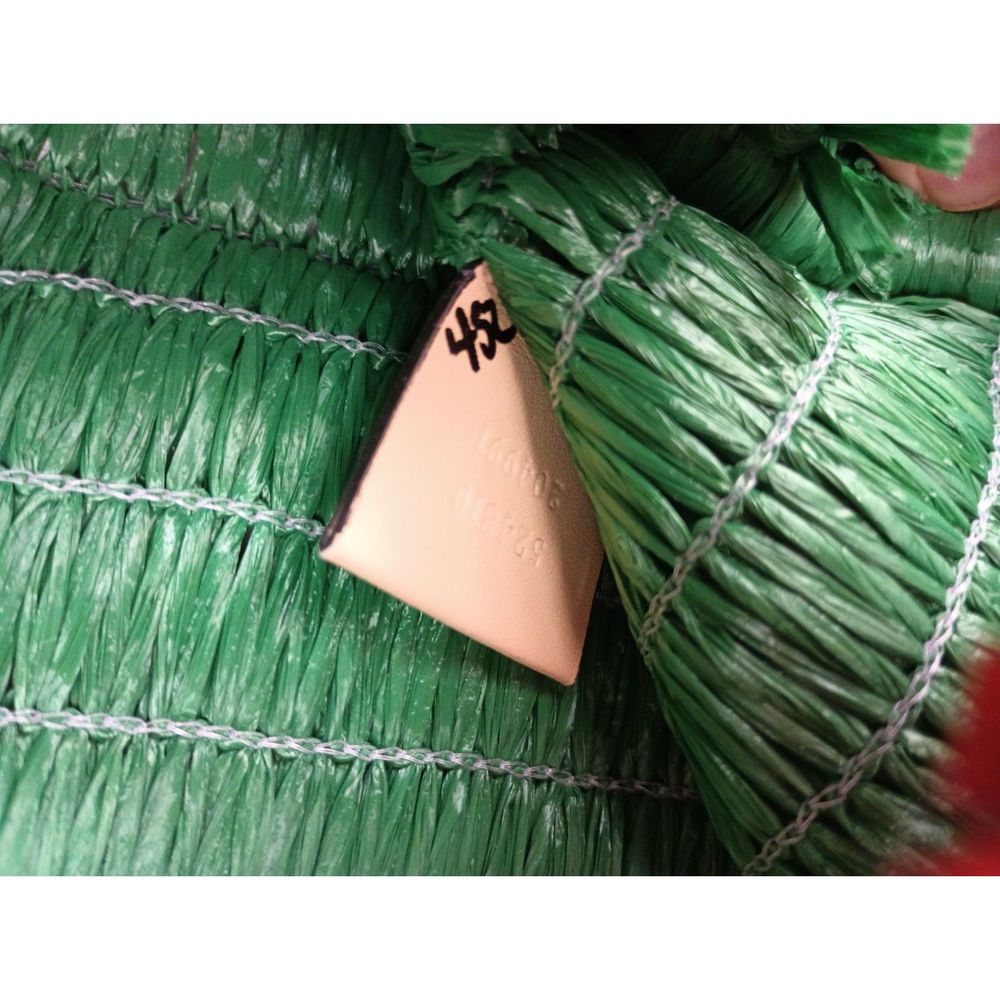 Gucci Green Stripe Web Woven Straw Raffia Tote Shopper Bag - Picture 7 of 8